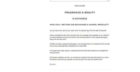 return policy on chanel bags|Chanel online returns form.